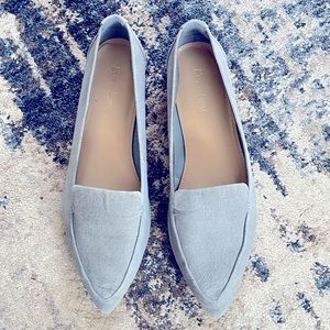 Essex Lane Pointed Toe Leather Flats Loafers Denim Blue